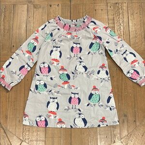 Mini Boden gray winter owl a-line dress